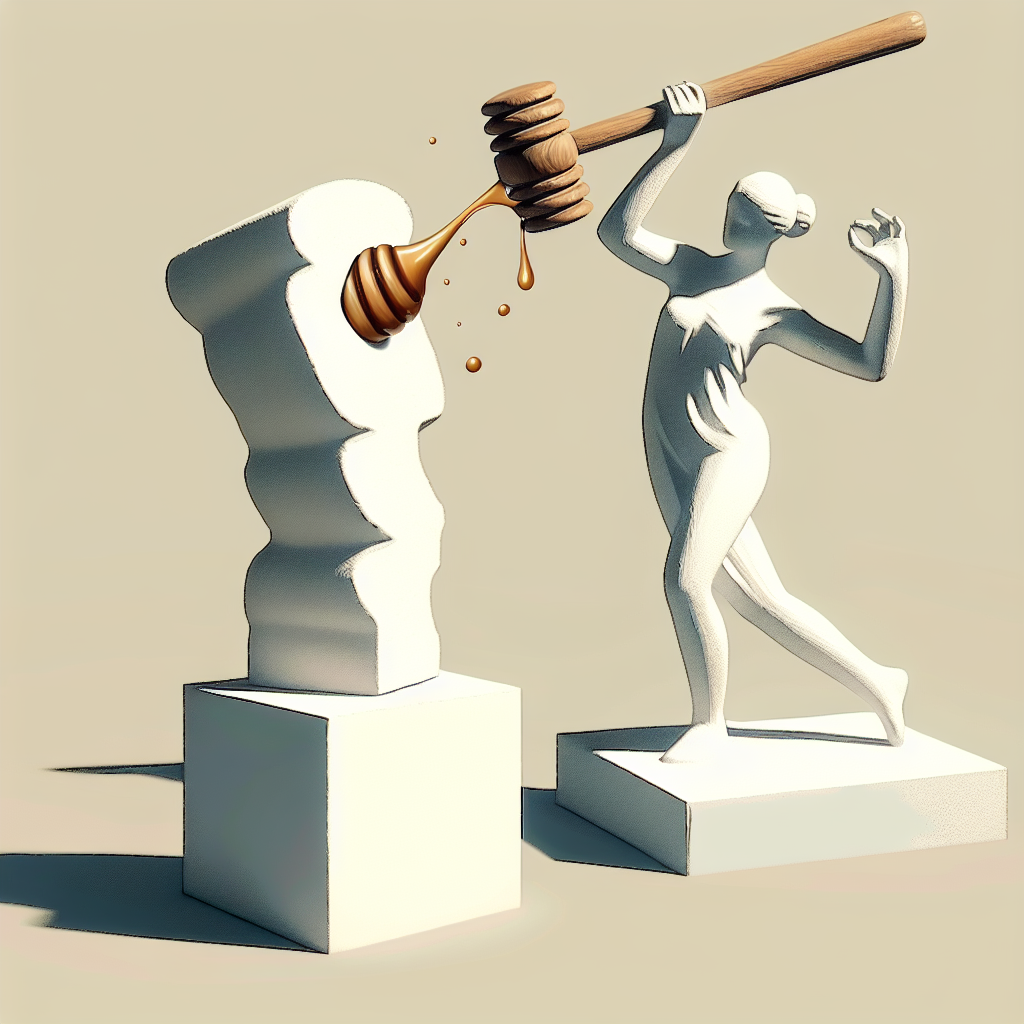 Hammernde Honigstatue beim Spuckbrot