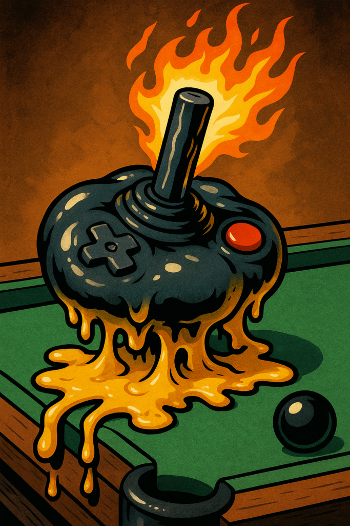 Feuerjongleur im Käsefondue-Billard